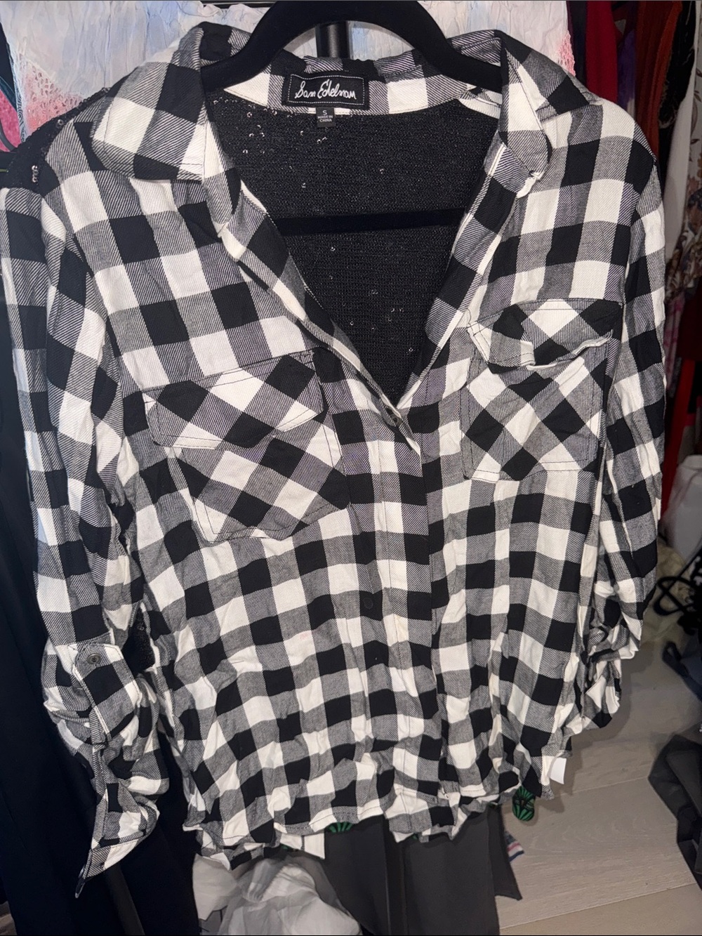 Sam Edelman Sequin Button Down Top
